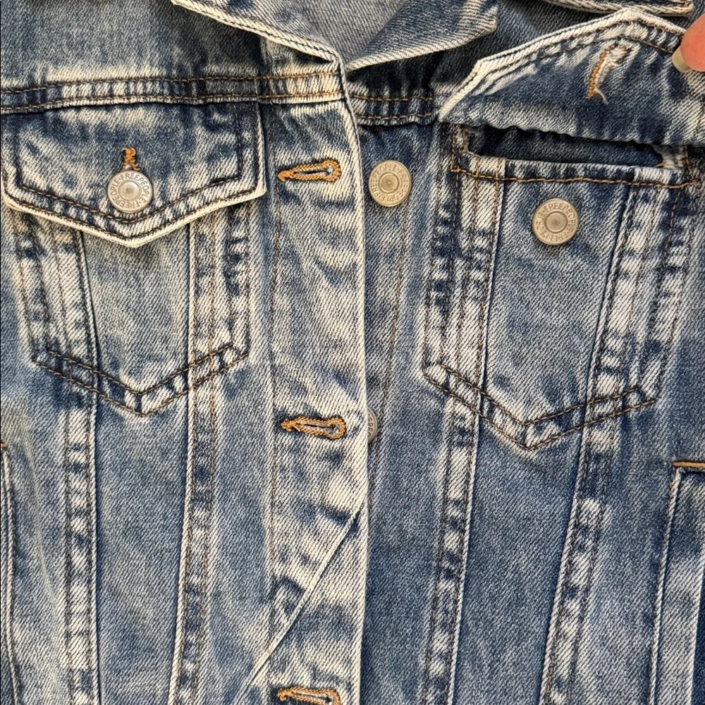 Free People X We The Free Rumors Denim Jacket in Light Indigo Size Small Flaw - Picture 6 of 11